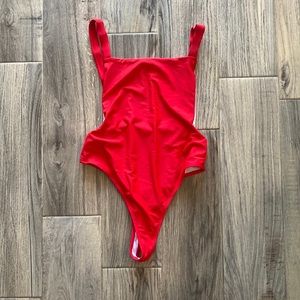 Red one piece thong swimsuit size small